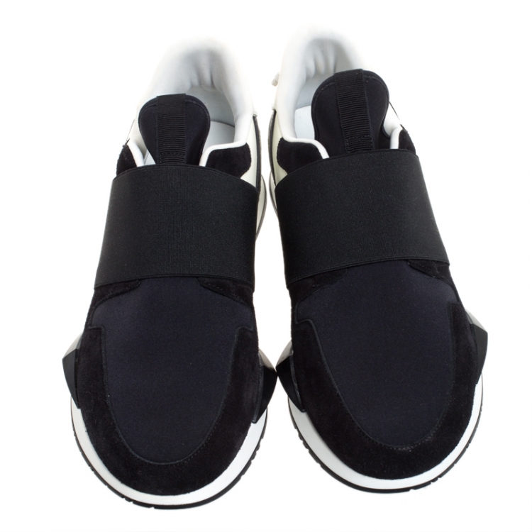 Pre Owned Givenchy Black/White Neoprene Runner Elastic Slip On Sneakers Size 39