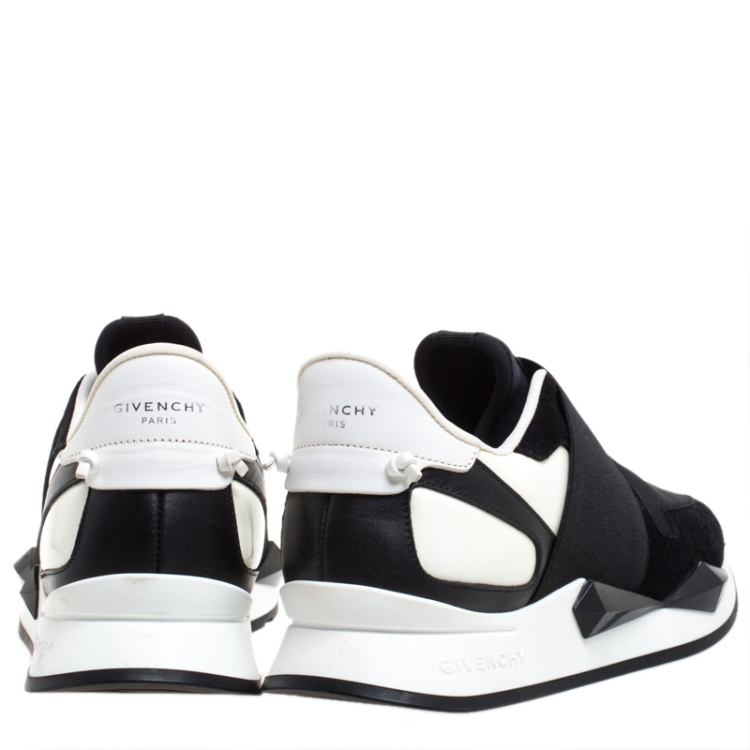 Pre Owned Givenchy Black/White Neoprene Runner Elastic Slip On Sneakers Size 39
