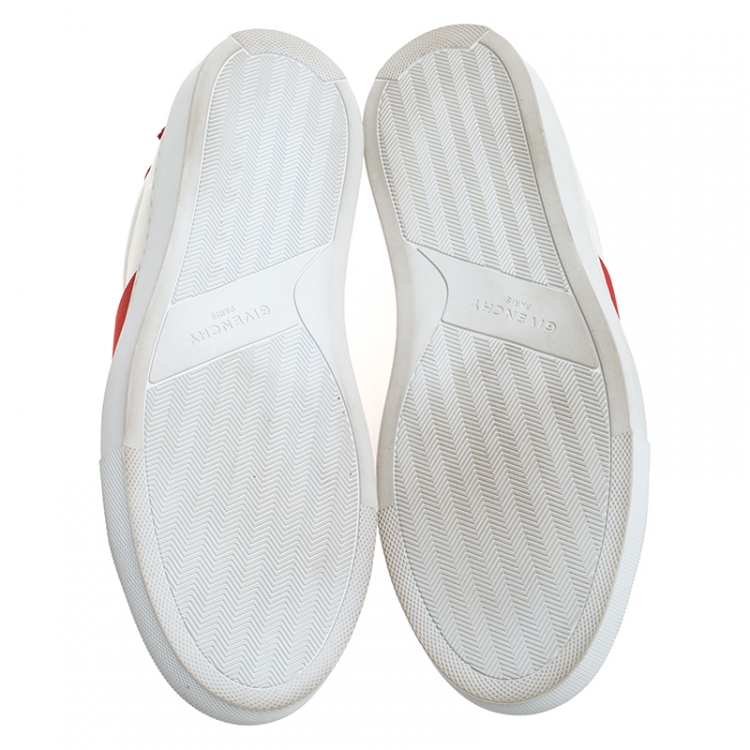 Pre Owned Givenchy White/Red Leather And Elastic Band Urban Street Slip On Sneakers Size 39.5