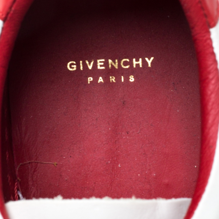 Pre Owned Givenchy White/Red Leather And Elastic Band Urban Street Slip On Sneakers Size 39.5