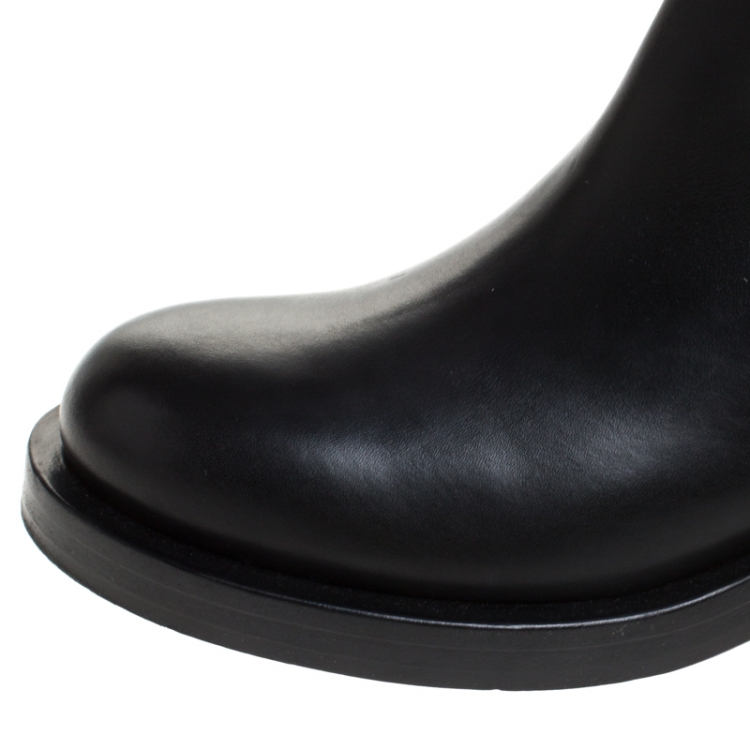 Pre Owned Givenchy Black Leather Shark Lock Knee Length Boots Size 40