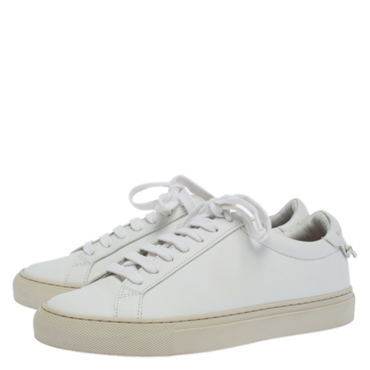 Pre Owned Givenchy White Leather Urban Street Low Top Sneakers Size 36