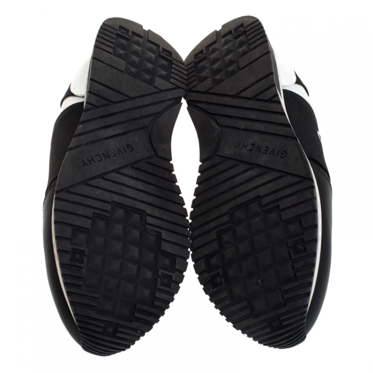 Pre Owned Givenchy Black/White Leather, Canvas, And Mesh Runner Active Low Top Sneakers Size 40