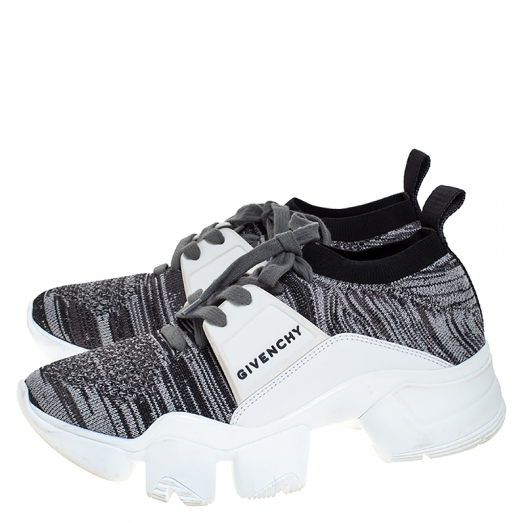 Pre Owned Givenchy Grey/White Knitted Jaw Low Sneakers Size 38