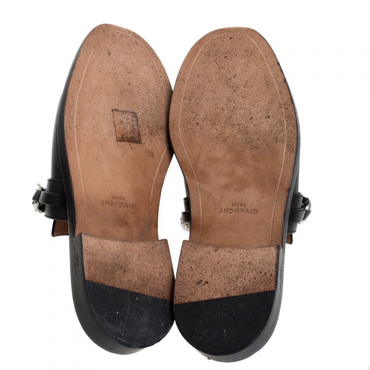 Pre Owned Givenchy Black Leather Chain Mules Size 37