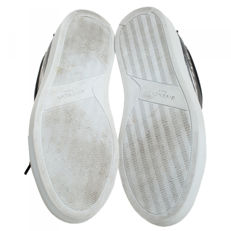 Pre Owned Givenchy Black/White Leather Grafitti Low Top Sneakers Size 39.5