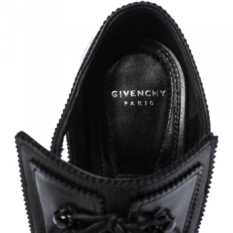 Pre Owned Givenchy Black Leather And Lace Pointed Toe Ankle Booties Size 37