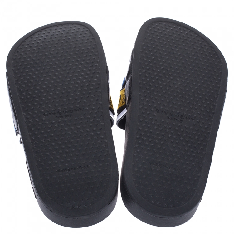 Pre Owned Givenchy Multicolor Nylon Logo Web Pool Slide Sandals Size 41