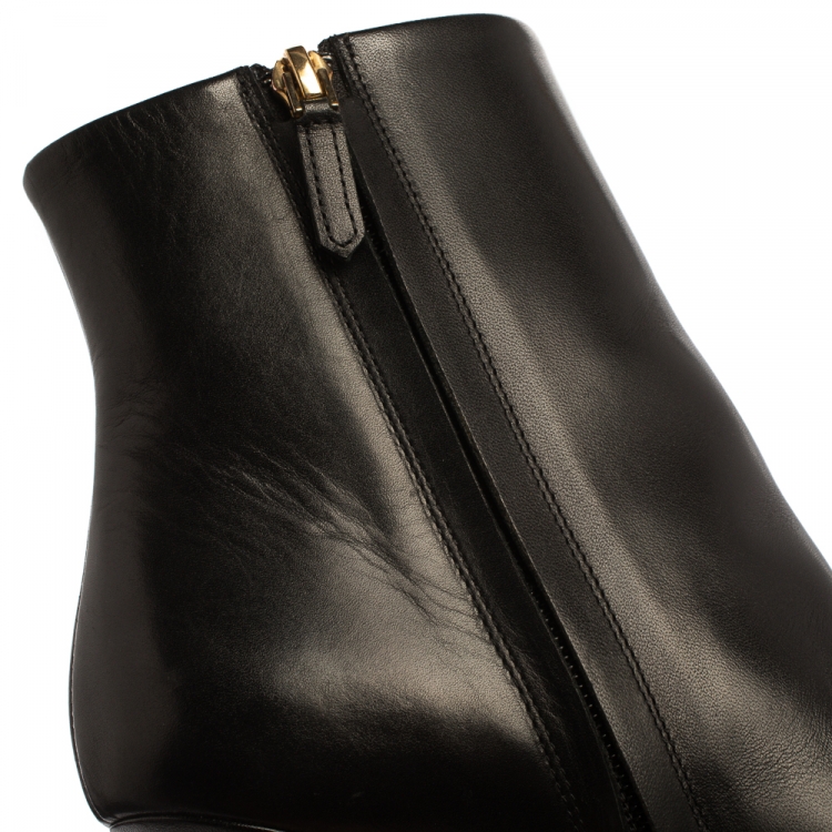 Pre Owned Givenchy Black Leather Zip Ankle Boots Size 38