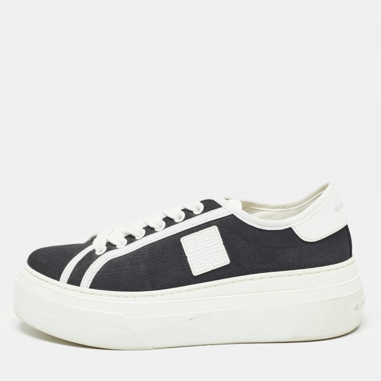 Pre Owned Givenchy Black Canvas City Platform Sneakers Size 37