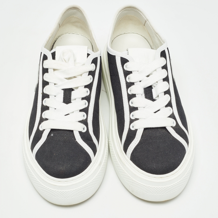 Pre Owned Givenchy Black Canvas City Platform Sneakers Size 37