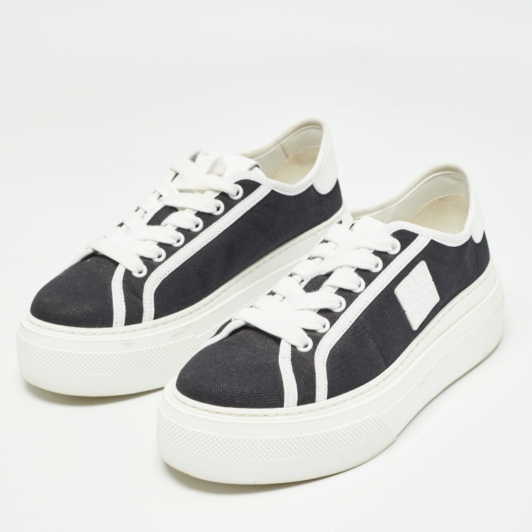 Pre Owned Givenchy Black Canvas City Platform Sneakers Size 37