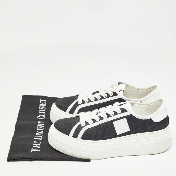 Pre Owned Givenchy Black Canvas City Platform Sneakers Size 37