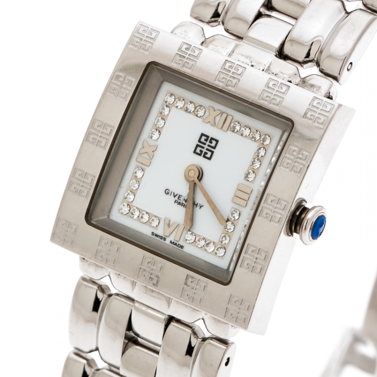 Pre Owned Givenchy Silver White Stainless Steel Apsaras CAL302005 Women's Wristwatch 23 mm
