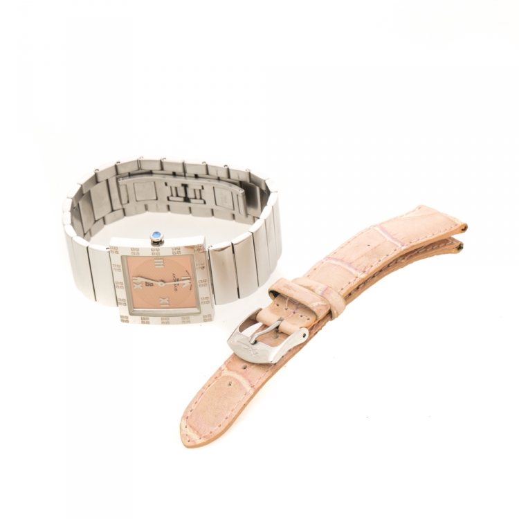 Pre Owned Givenchy Peach Stainless Steel Apsaras Women's Wristwatch 27 mm