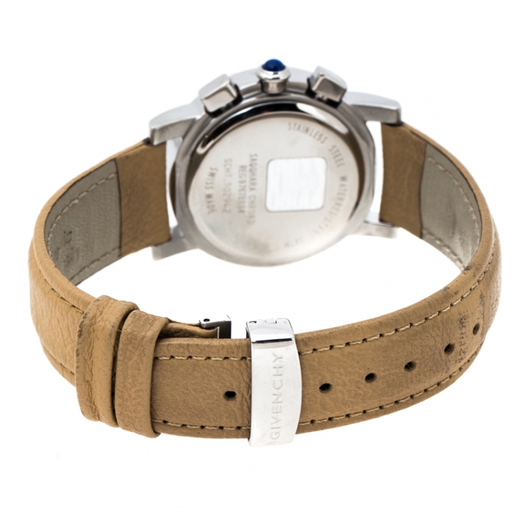 Pre Owned Givenchy Mother of Pearl Stainless Steel Diamonds Saqqhara Women's Wristwatch 36 mm