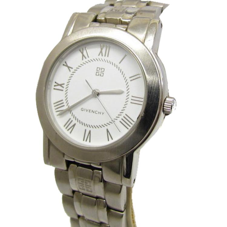 Pre Owned Givenchy White Stainless Steel IS.17.XVIII Analog Quartz Women's Wristwatch 33MM