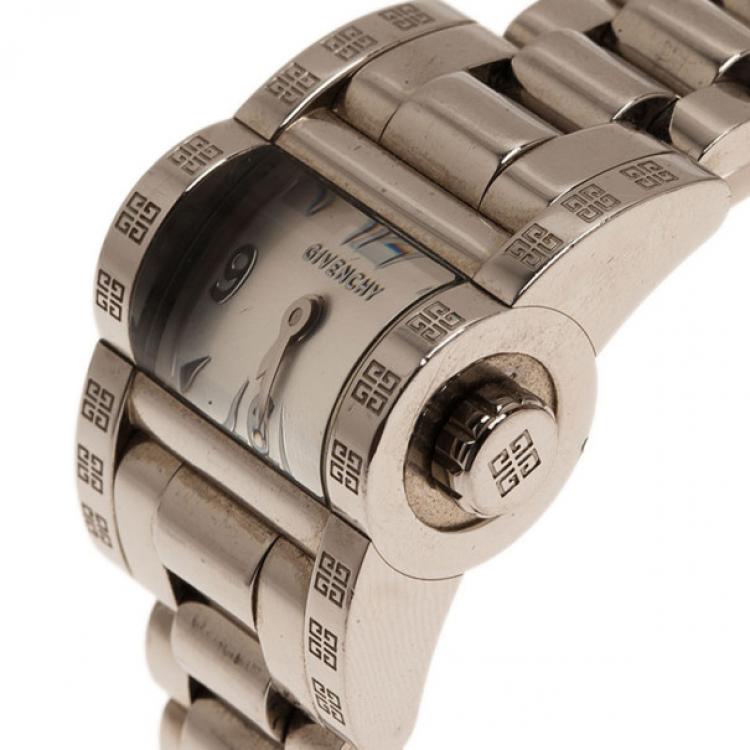 Pre Owned Givenchy Silver Stainless Steel Cylinder Women's Wristwatch 22MM
