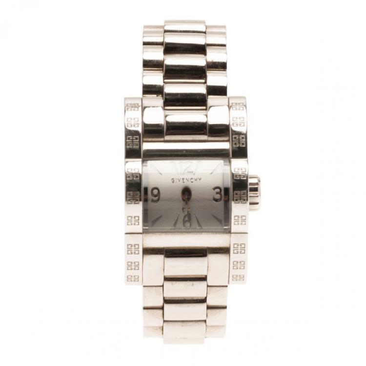 Pre Owned Givenchy Silver Stainless Steel Cylinder Women's Wristwatch 22MM