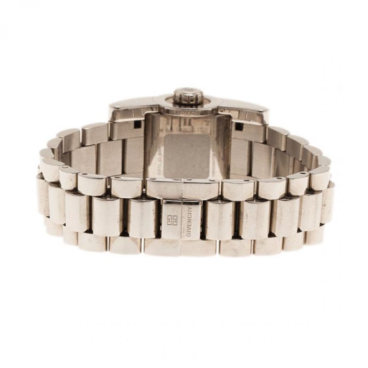 Pre Owned Givenchy Silver Stainless Steel Cylinder Women's Wristwatch 22MM