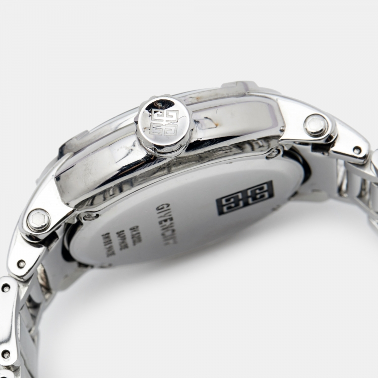 Pre Owned Givenchy White Stainless Steel Diamond GV.5202L Women's Wristwatch 36 mm