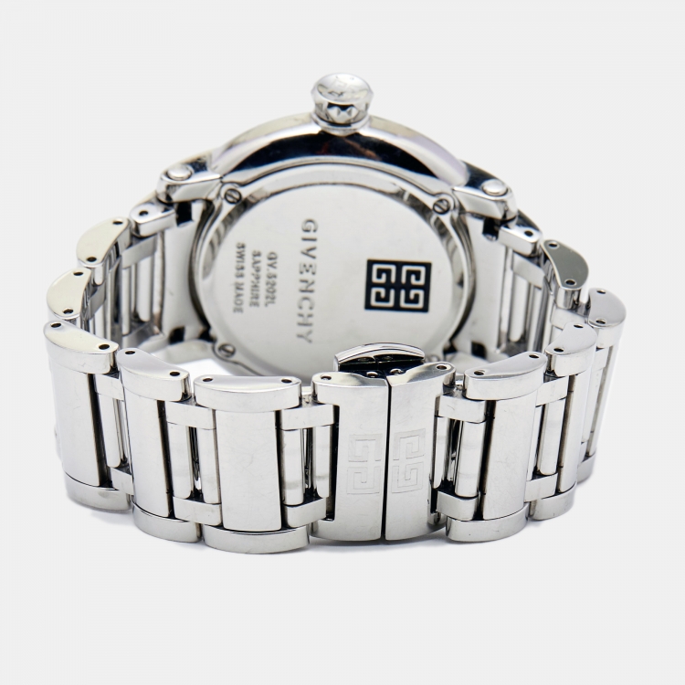 Pre Owned Givenchy White Stainless Steel Diamond GV.5202L Women's Wristwatch 36 mm