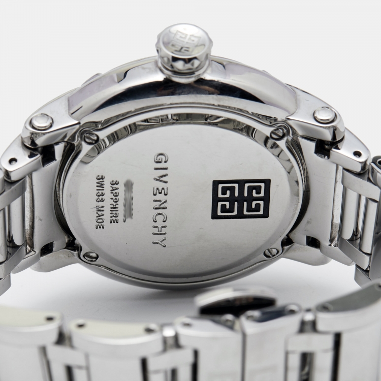 Pre Owned Givenchy White Stainless Steel Diamond GV.5202L Women's Wristwatch 36 mm