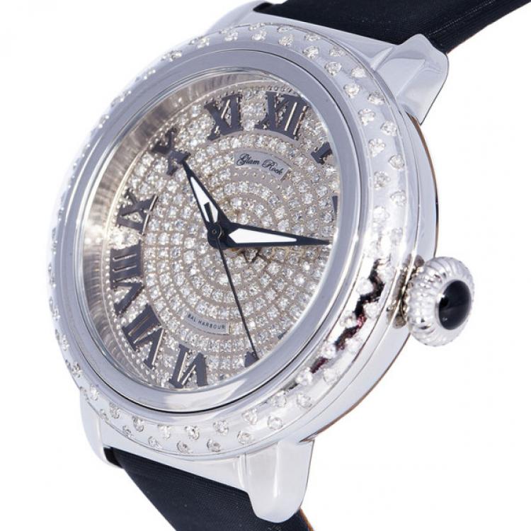 Pre Owned Glam Rock Diamond Stainless Steel Bal Harbour GR77033DSS Women's Wristwatch 40MM