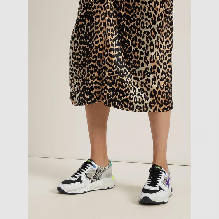 Pre Owned Golden Goose Deluxe Brand Multicoloured Running Sole Python-Print Sneakers Size IT 39