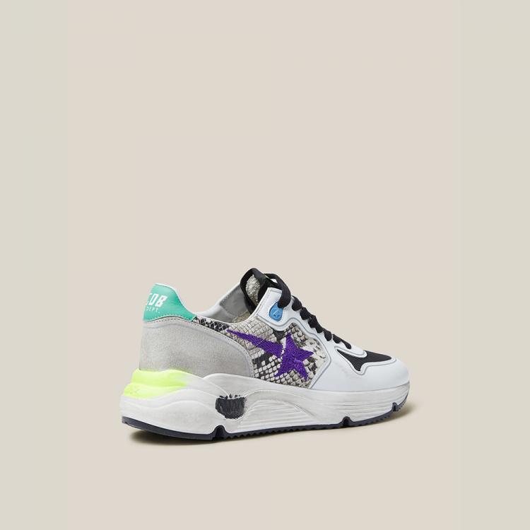 Pre Owned Golden Goose Deluxe Brand Multicoloured Running Sole Python-Print Sneakers Size IT 40