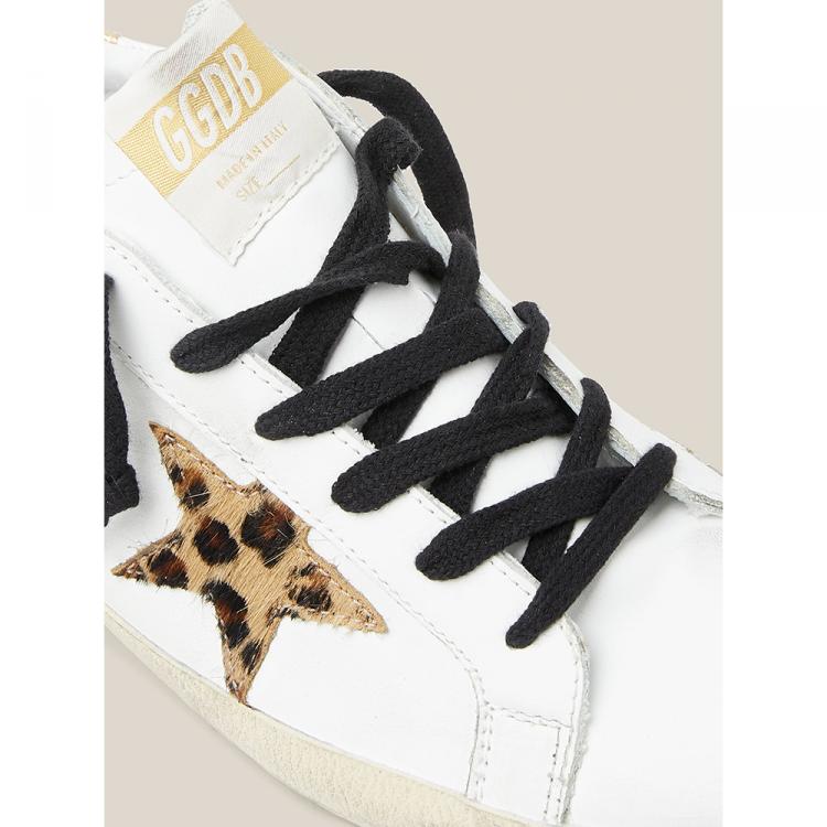 Pre Owned Golden Goose Deluxe Brand White White Metallic Tab Leopard Star Superstar Size IT 35