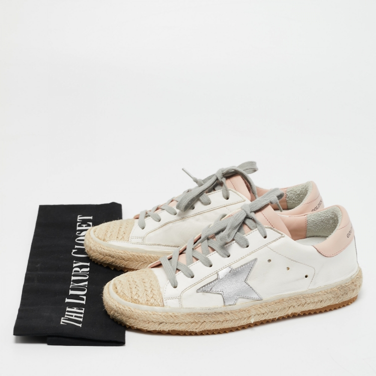Pre Owned Golden Goose White Leather Superstar Espadrille Sneakers Size 35