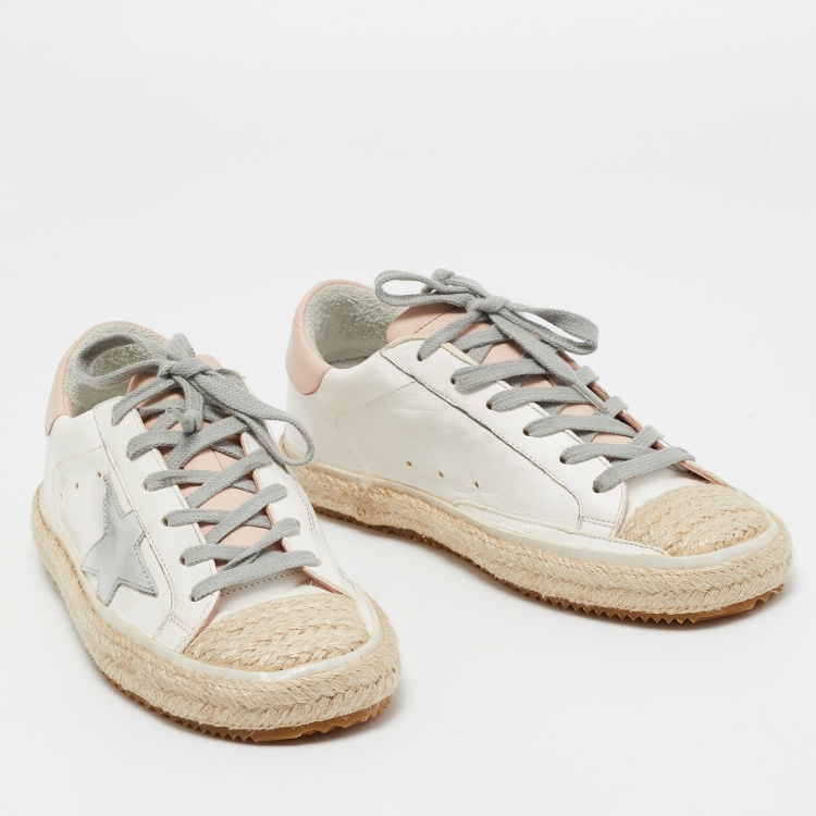 Pre Owned Golden Goose White Leather Superstar Espadrille Sneakers Size 35