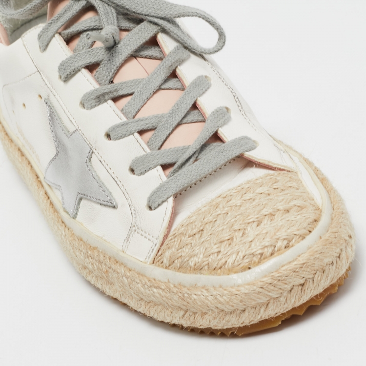 Pre Owned Golden Goose White Leather Superstar Espadrille Sneakers Size 35