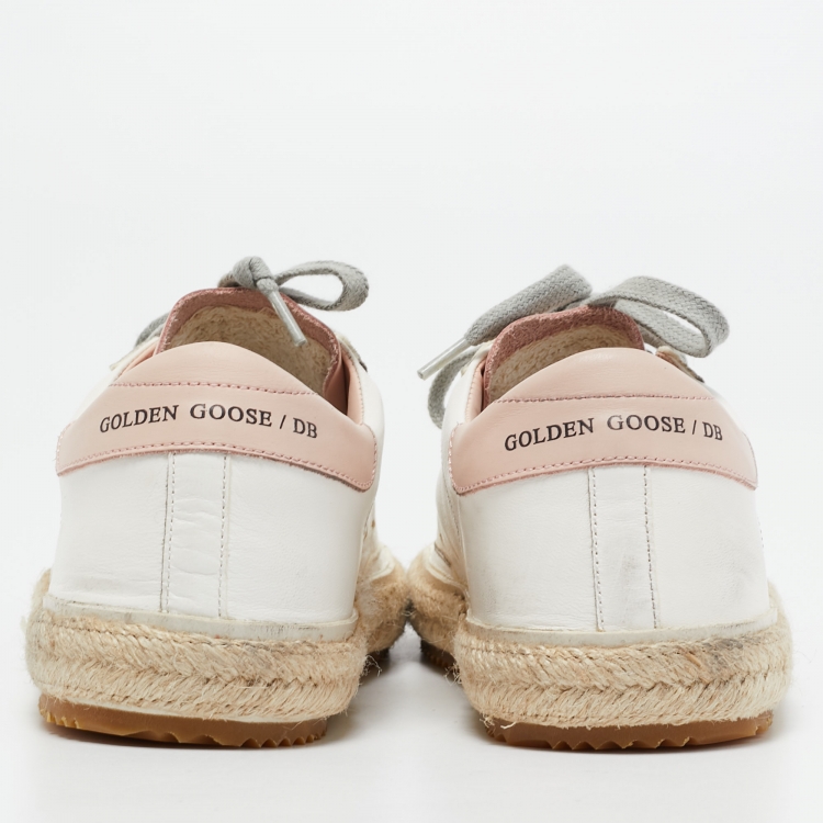 Pre Owned Golden Goose White Leather Superstar Espadrille Sneakers Size 35