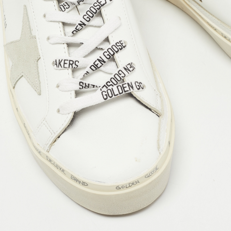 مملوكة مسبقًا Golden Goose White Leather Hi Star Sneakers Size 39