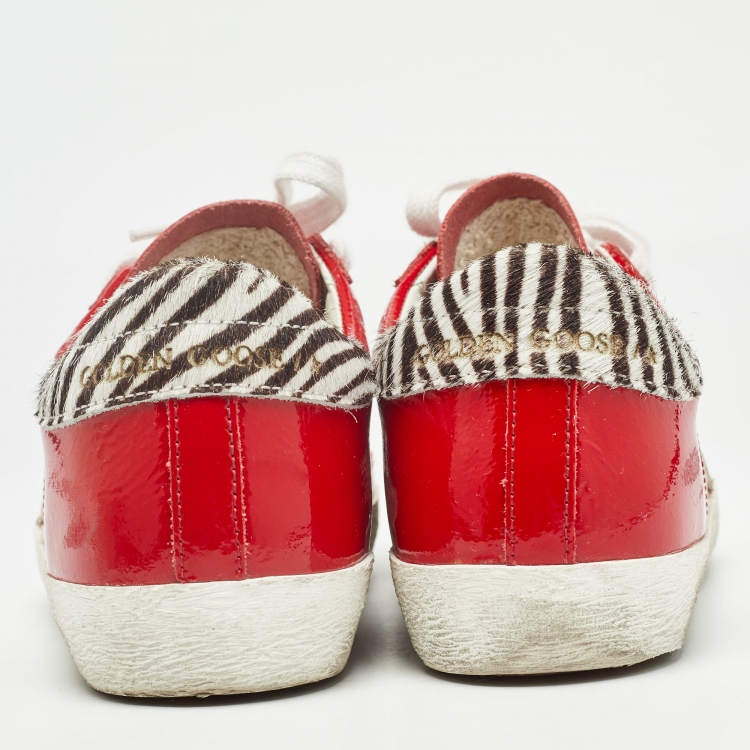 Pre Owned Golden Goose Red Patent  Superstar Sneakers Size 35