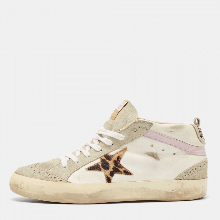 مملوكة مسبقًا Golden Goose Multicolor Leather and Suede leopard Print Sky Star High Top Sneakers Size 39 