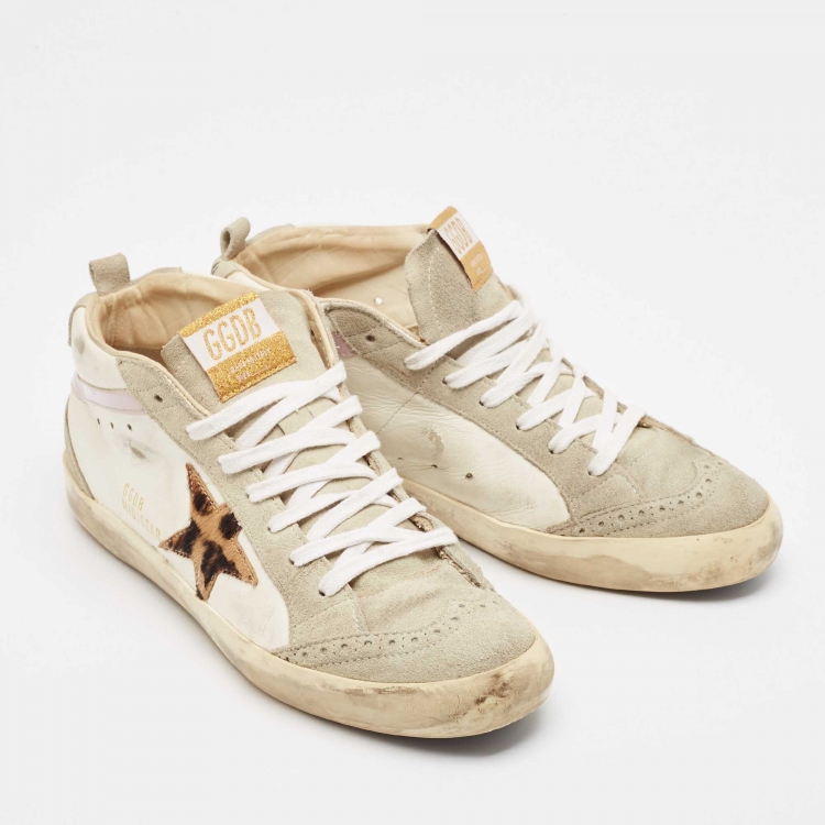 مملوكة مسبقًا Golden Goose Multicolor Leather and Suede leopard Print Sky Star High Top Sneakers Size 39 