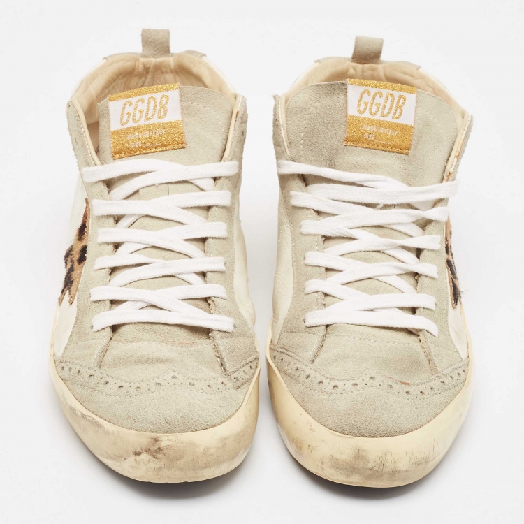 مملوكة مسبقًا Golden Goose Multicolor Leather and Suede leopard Print Sky Star High Top Sneakers Size 39 