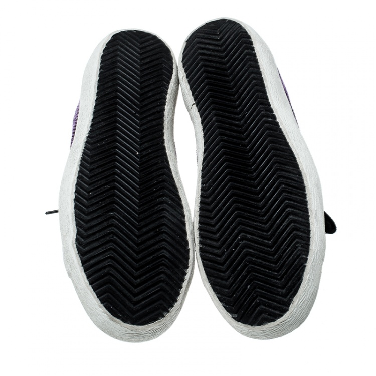 Pre Owned Golden Goose Violet Lurex Knitted Fabric Superstar Sneakers Size 37