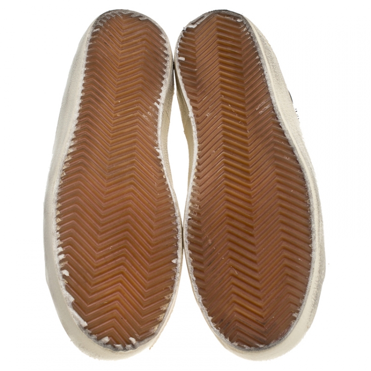مملوكة مسبقًا Golden Goose White/Silver Leather and Suede Superstar Lace Up Sneakers Size 39