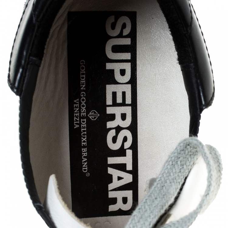 مملوكة مسبقًا Golden Goose White/Silver Leather and Suede Superstar Lace Up Sneakers Size 39