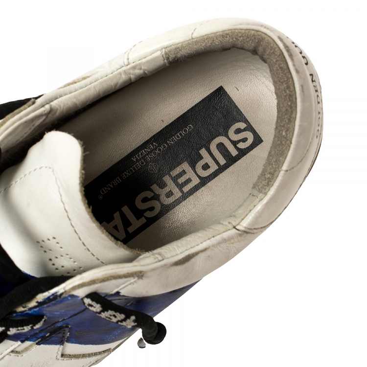 Pre Owned Golden Goose White Leather Superstar Paint Sneakers Size 38