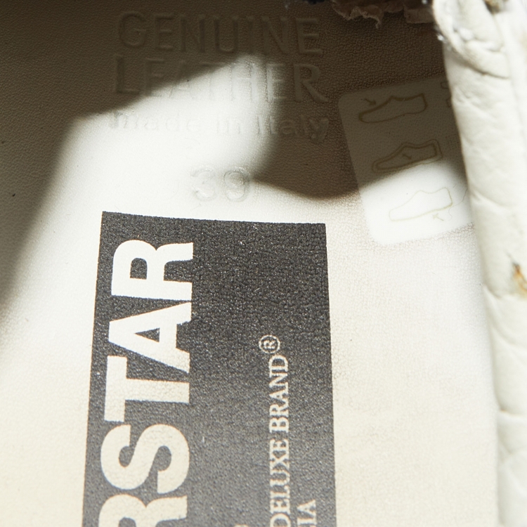 Pre Owned Golden Goose White/Green Leather and Suede Super Star Sneakers Size 39