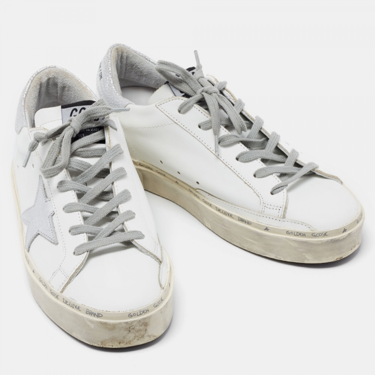 Pre Owned Golden Goose White Leather Superstar Low Top Sneakers Size 38