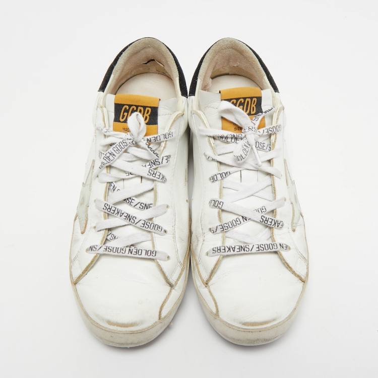 Pre Owned Golden Goose White Leather and Suede Low Top Sneakers Size 39