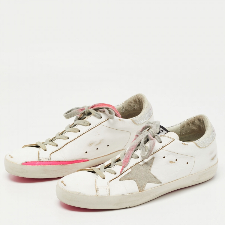 مملوكة مسبقًا Golden Goose white Leather Skate Superstar Sneakers Size 39