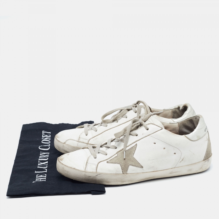 Pre Owned Golden Goose White/Grey Leather Superstar Sneakers Size 41
