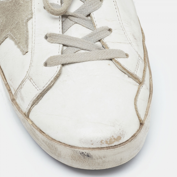 Pre Owned Golden Goose White/Grey Leather Superstar Sneakers Size 41
